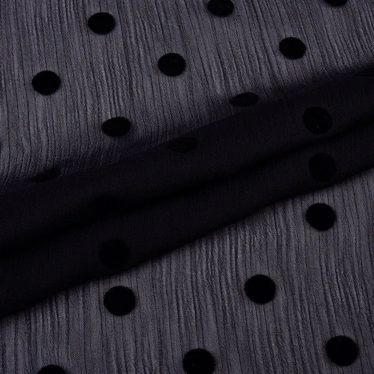Pan You Textile 100% Polyester Knitted Fabric Chiffon Crepe Flocked for Spring Summer Dresses & Shirts Fashion Strap Design