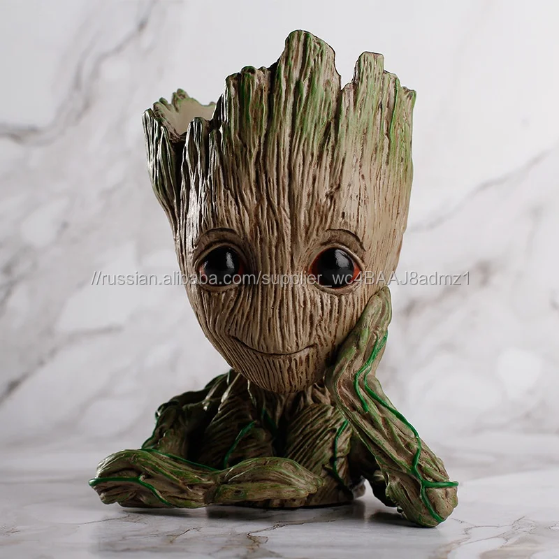 Детские Groot горшок с водой бусины стражи Модель Игрушка ручка карандаш держатель ПВХ плантатор