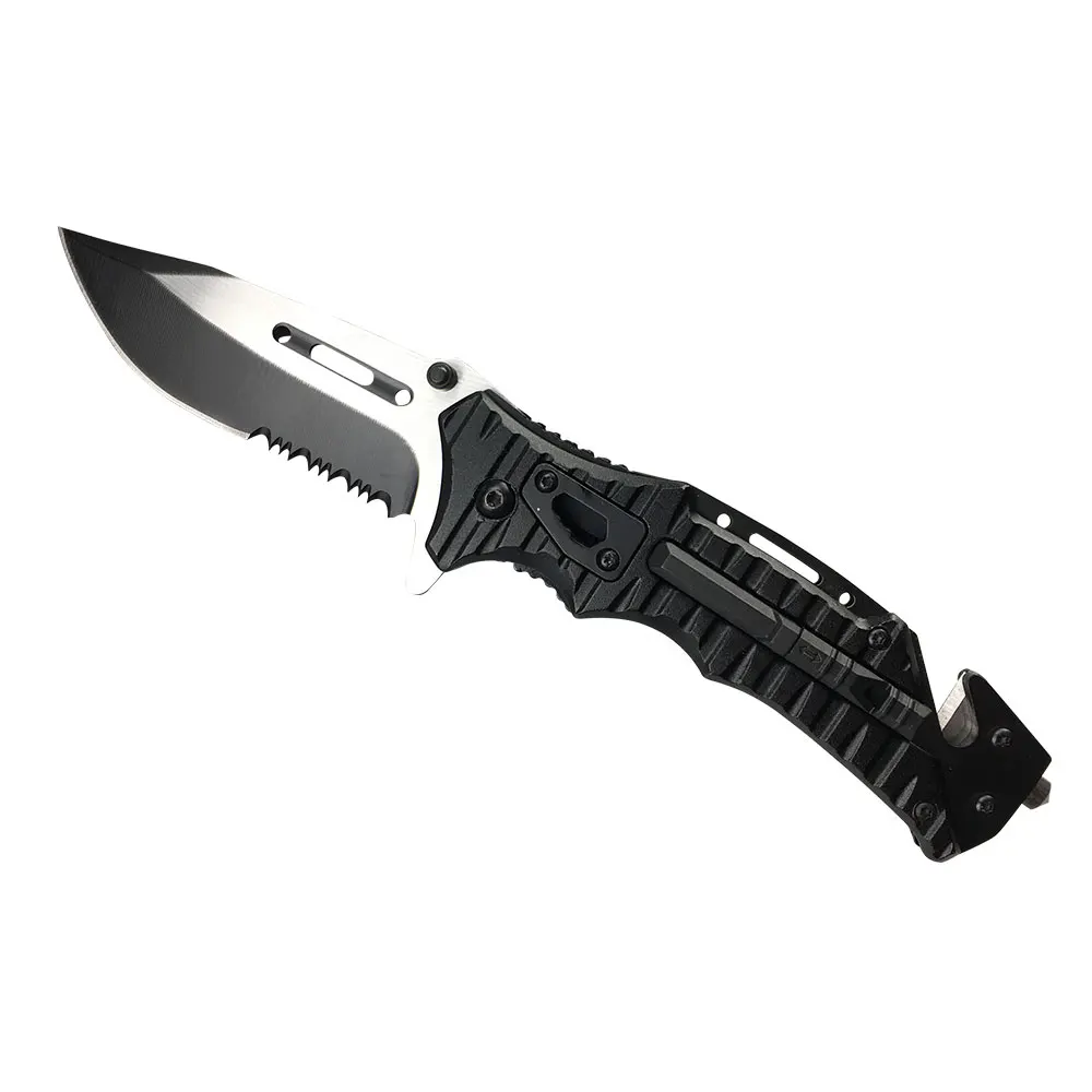 Outdoors Multifunction Folding Blade Knifes With window breaker and lighter Tactical Pocket Folding Knife
