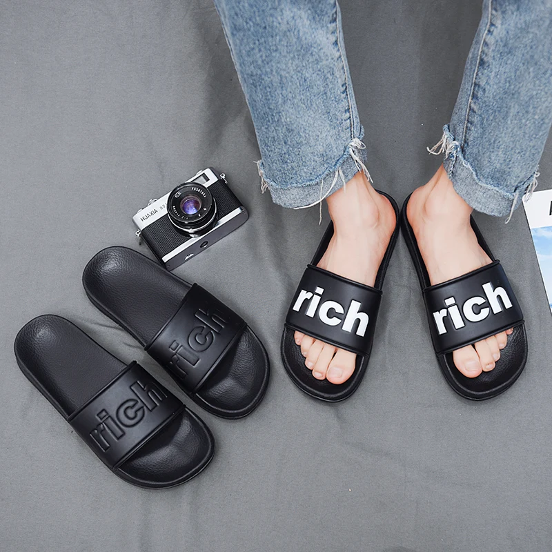 2022 Men Rich Funny Home Slippers Comfy Beach House Hotel Guest PVC Slide Slippers