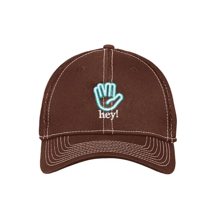 Cotton Unstructured Dad Hat With Custom Embroidery Logo Curved Brim 6 Panel Baseball Cap Baseball Hat