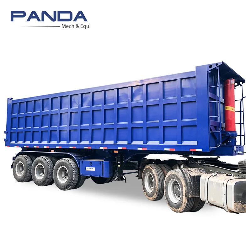 High quality 3 axle 38m3 40cbm rear tipper truck semi trailer used grain /crane for sale