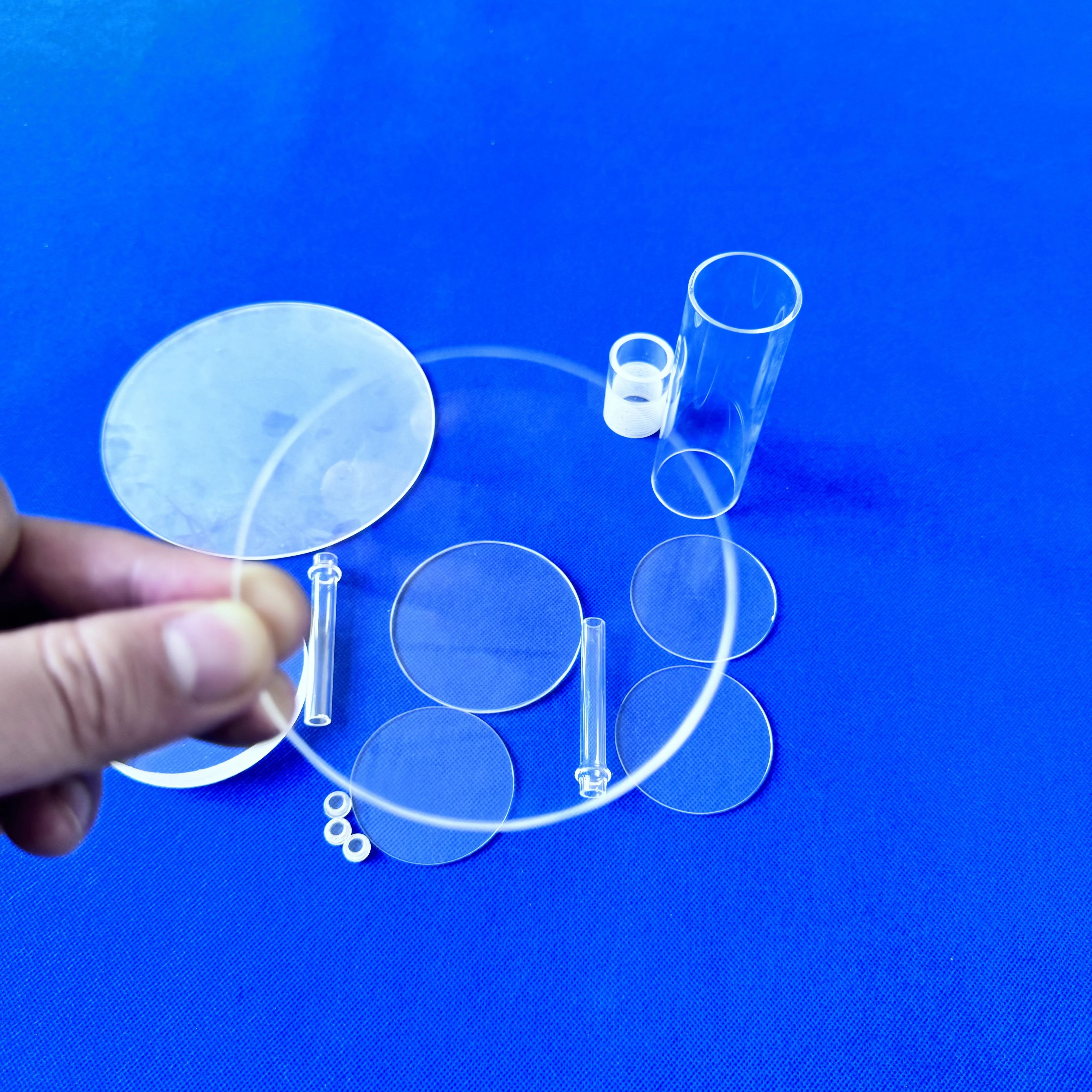 high temperature resistant glass furnace used quartz glass disc  glass tubes bottom open end polished frosted