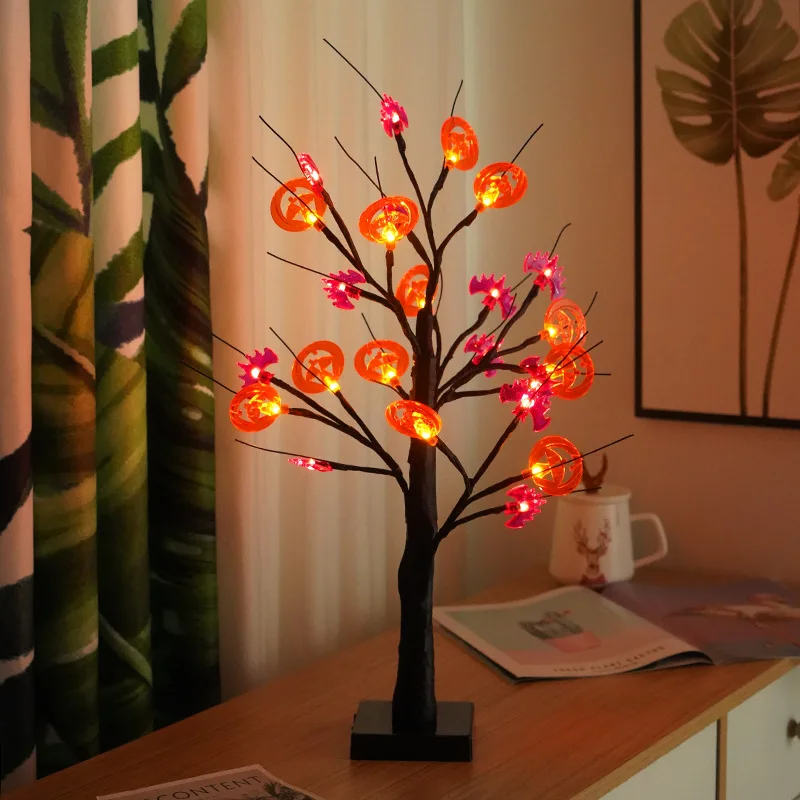 DIY Led Bonsai Tree Light Warm White LED Artificial Birch/maple leaf/Pumpkins Branch Tabletop Light for Party Festival Wedding
