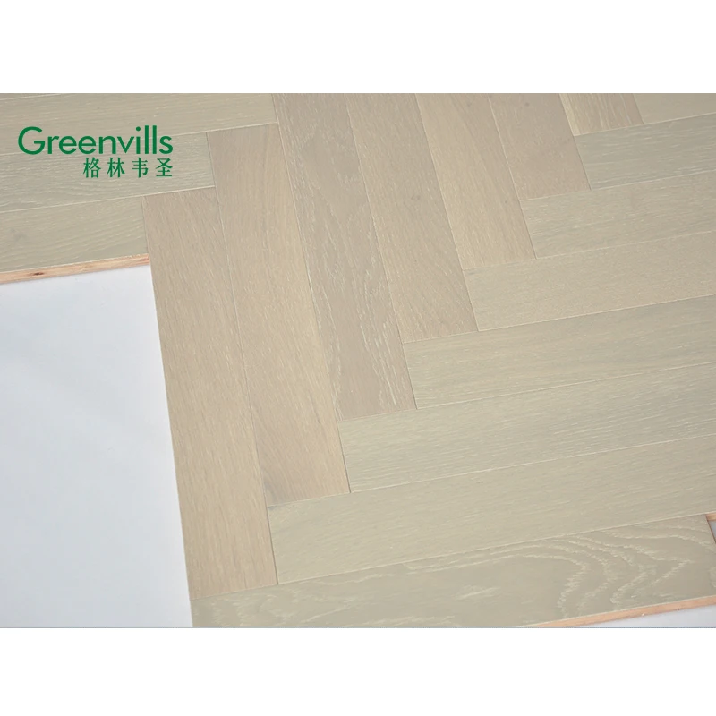 Natural white oak wooden flooring herringbone, hot sale manufacturer competitive price, brushed wooden parquet