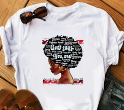 God says you are black girl is beautiful Magic T Shirt Women Graphic T-shirts Plus Size africa girl t-shirts prints