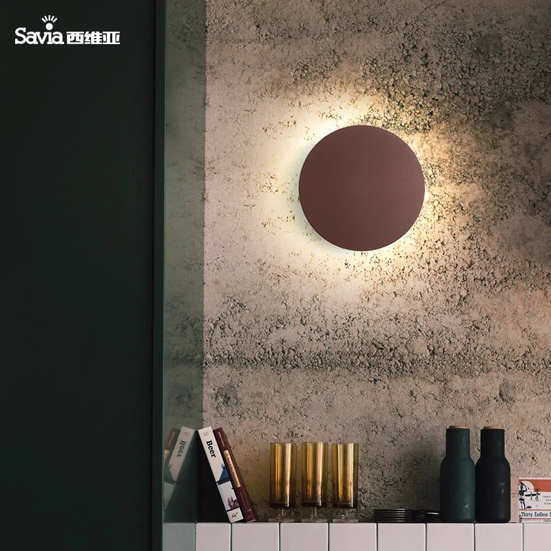 
Savia Modern LED 9W Wall Light Indoor Aluminum Round European Wall Mount Lamp Outdoor Garden Corridor Aisle Backlit Wall Lamp 