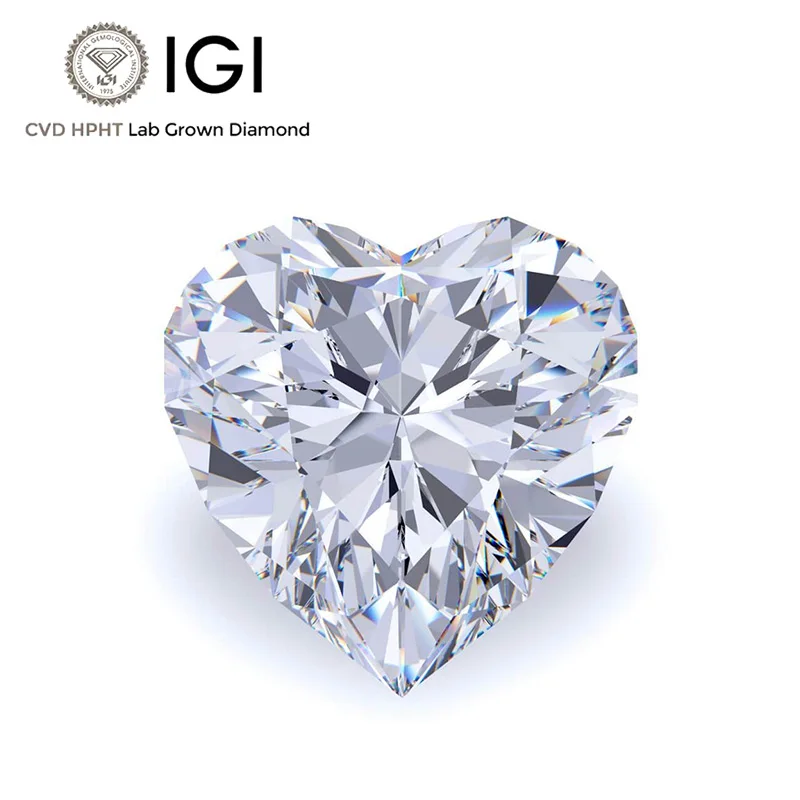 Discount IGI Certified Heart Shape Loose Diamond Price 0.5ct 1ct 2ct 3 Carat DEF VVS2 CVD HPHT Diamond Lab Grown Diamond