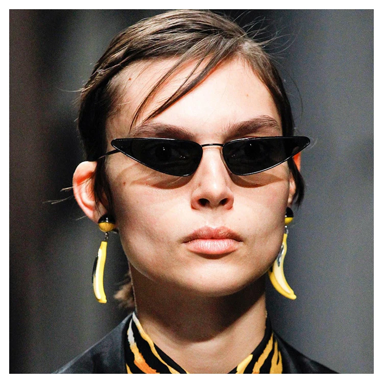 
Женские очки кошачий глаз с логотипом на заказ винтажные металлические маленькие треугольные солнцезащитные очки кошачий глаз 