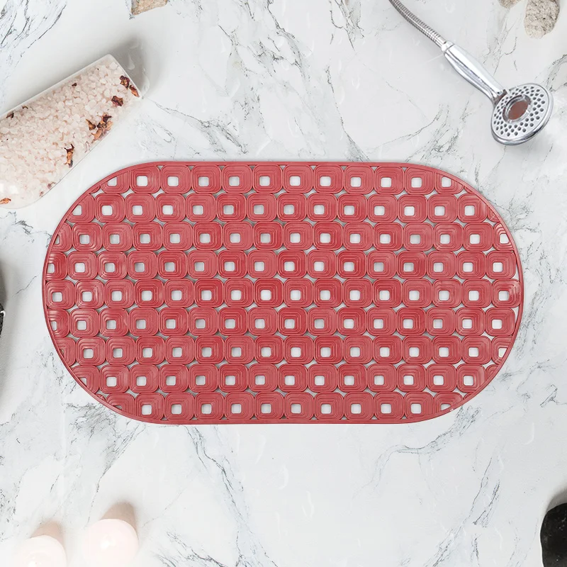 Odorless Anti-microbial Rubber Bathroom Mat 70*39 cm Non-slip Bathtub Mat Solid Elegant Bath Mat