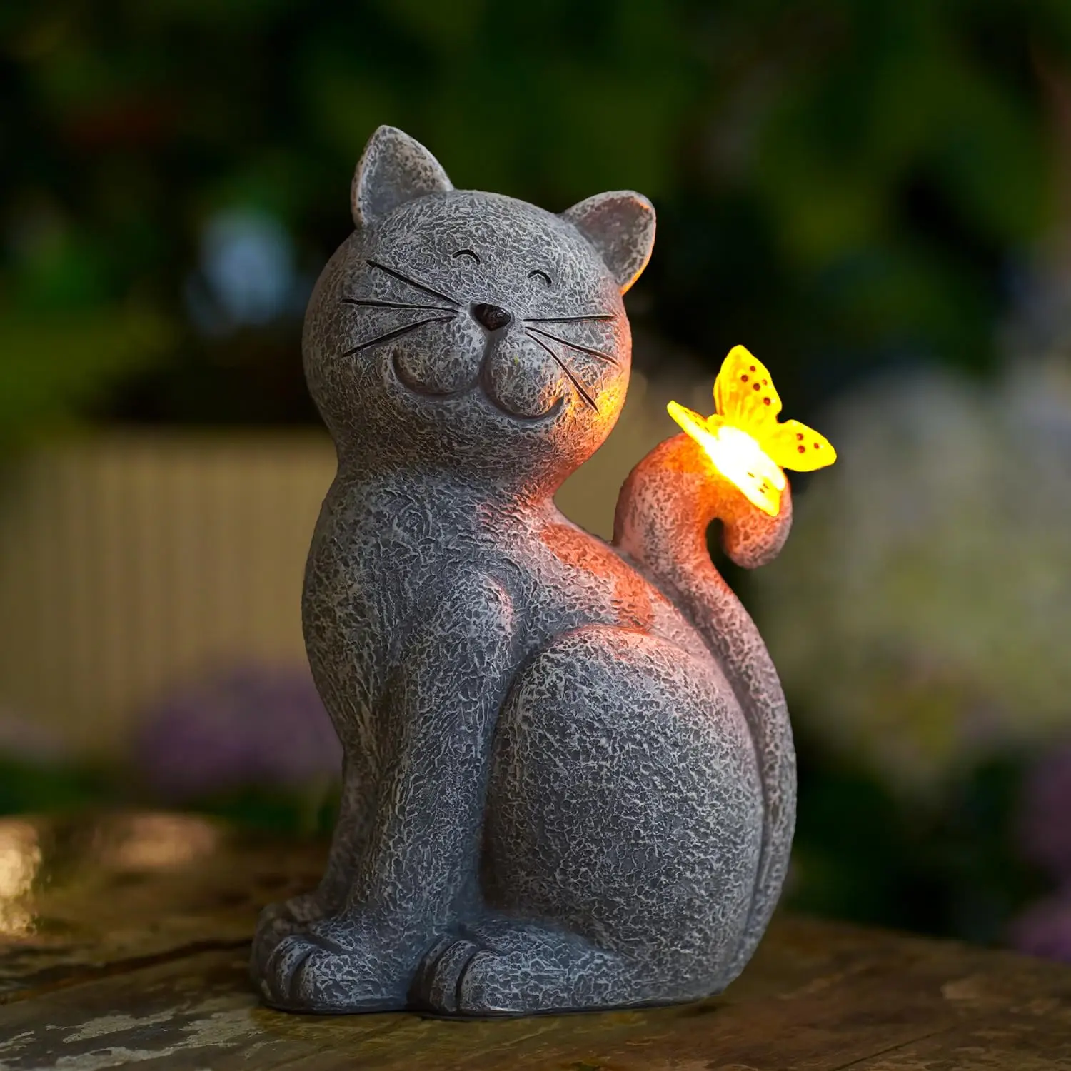 Garden decoration Outdoor cat solar light Statue Resin Craft led cat Figurine statue