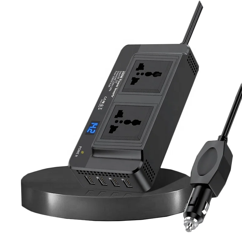 Портативный инвертор 200 Вт от поставщика 12 В 24 В постоянного тока до 110 В 220 В переменного тока автомобильный инвертор адаптер 200 Вт Мини Инвертор Автомобильное зарядное устройство