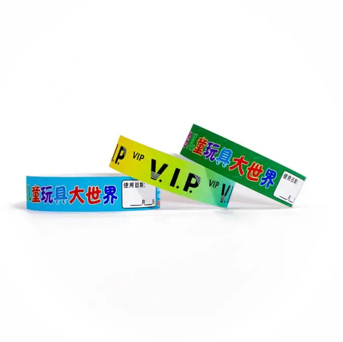Customized One Time Use Disposable Bracelet Wrist Band Waterproof Plastic Tyvek Paper Wristband