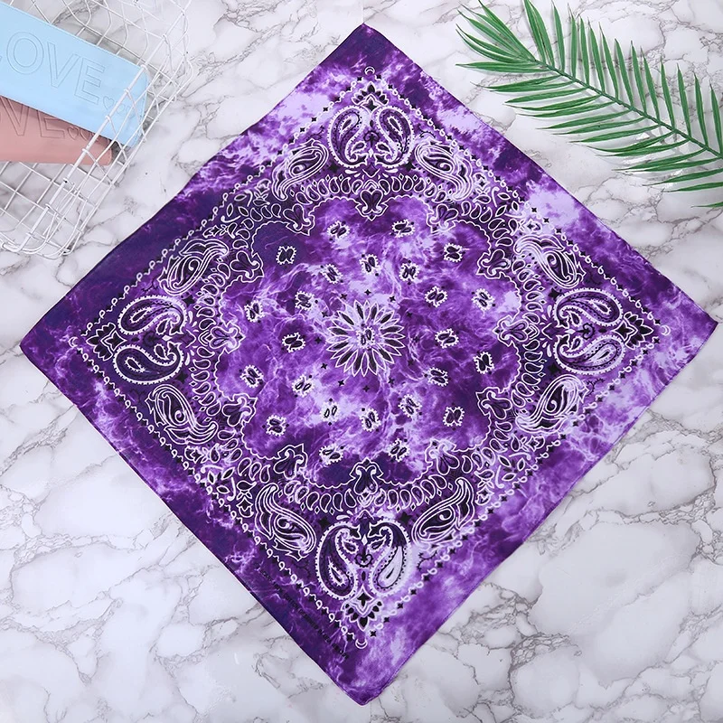 100% Cotton Tie Dye  Outdoor Multiple Headwear Paisley Square Bandana