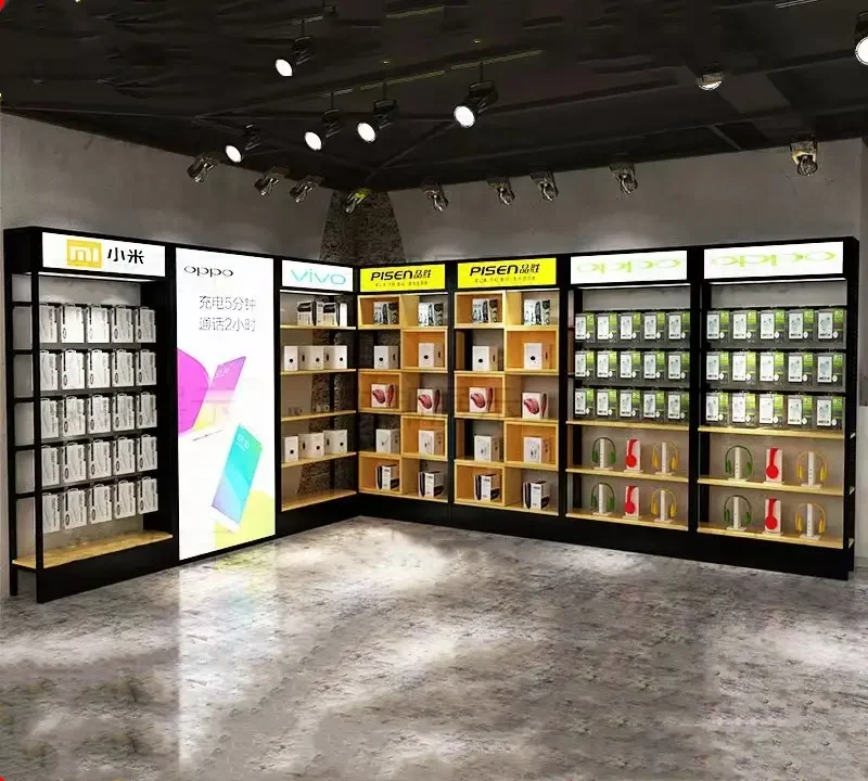 Attractive Retail Store Pegboard Display Racks For Headphone Mobile Accessories Exhibition with storage box and hanger