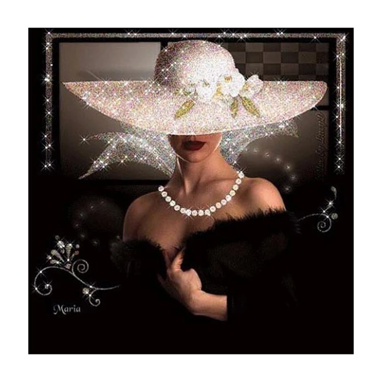 Diamond Painting 5D DIY Full Square Or Round Paintings Pictures Hat Woman 30 * 30CM Paintings Art On Canvas For Home Decor