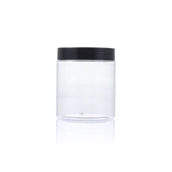 Wholesale Wide Mouth 1oz 2oz 3oz 4oz 5oz 6oz 8oz black PET plastic jars with lids for food storage, cosmetic packaging container