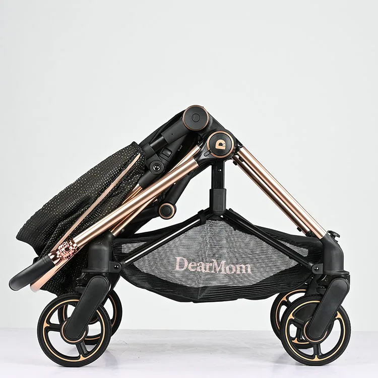 one-piece cast aluminum frame Folding baby carriage 3 in 1 Stroller Baby with carry basket
