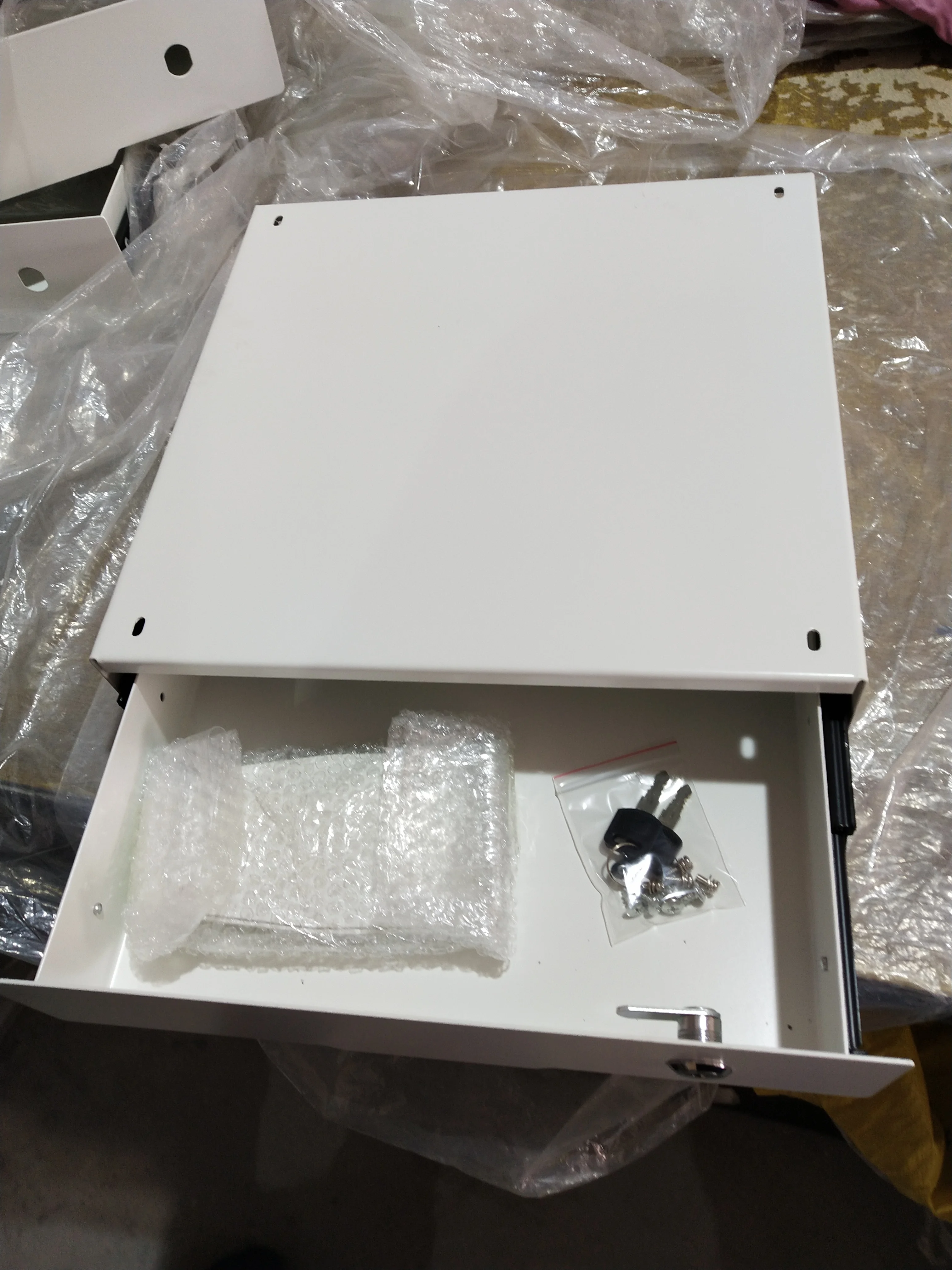 White black color  inch Slim Under Desk Pull-Out Storage Office Mounted Sliding Metal Drawer For Standing Desk