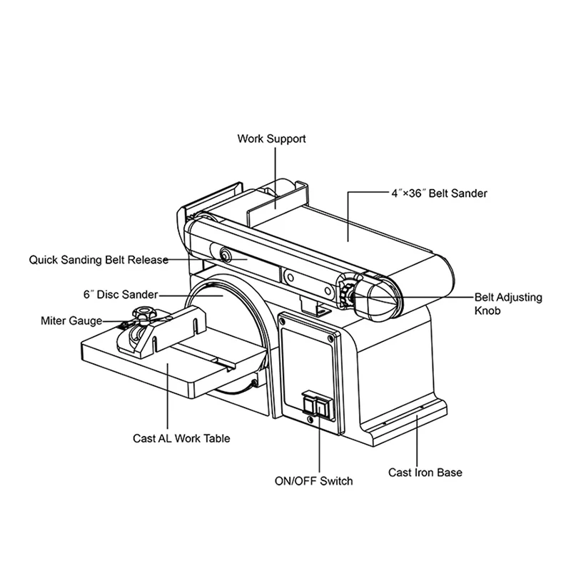 CE Certification Professional 150mm 370W Power Portable Light Duty Metal Bench Top Disc Belt Sander Woodworking Buffing