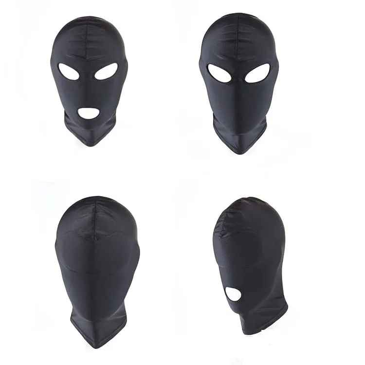 Black Face Bondage Hood Blindfold Head Open Eye Mouth Adult Cosplay Gimp Bondage
