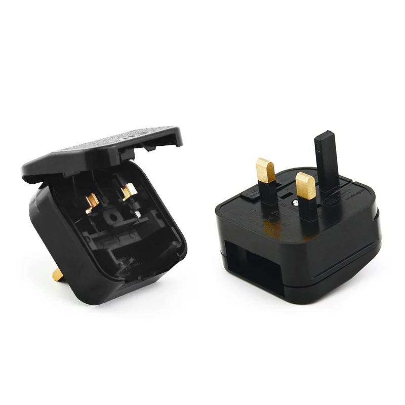 2022 Schuko Style Socket European 2-Pin to UK 3-Pin AC Mains Power Travel plug converter Adaptor in White black