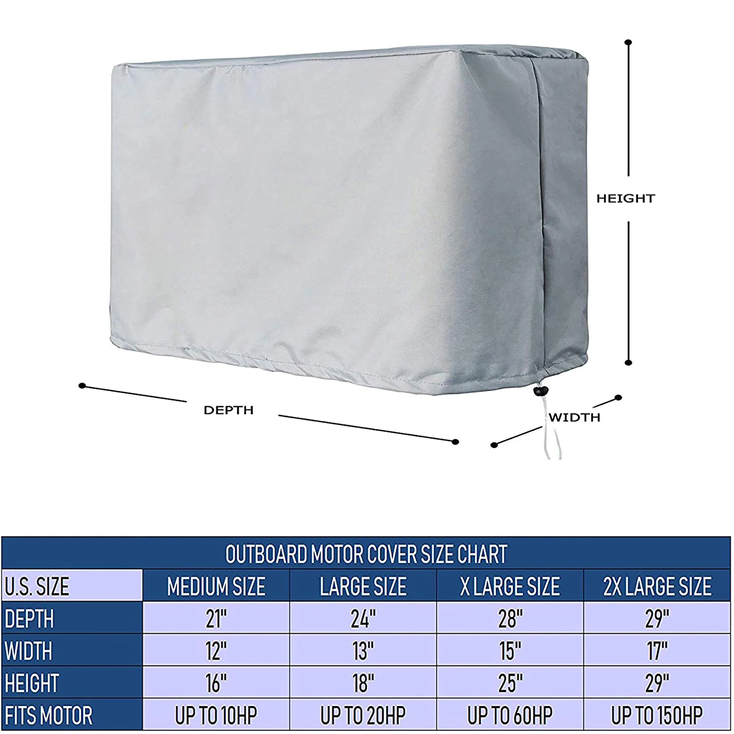 Waterproof Boat Engine Cover 600D Heavy Duty Motor Hood Cover Outboard Motor Cover