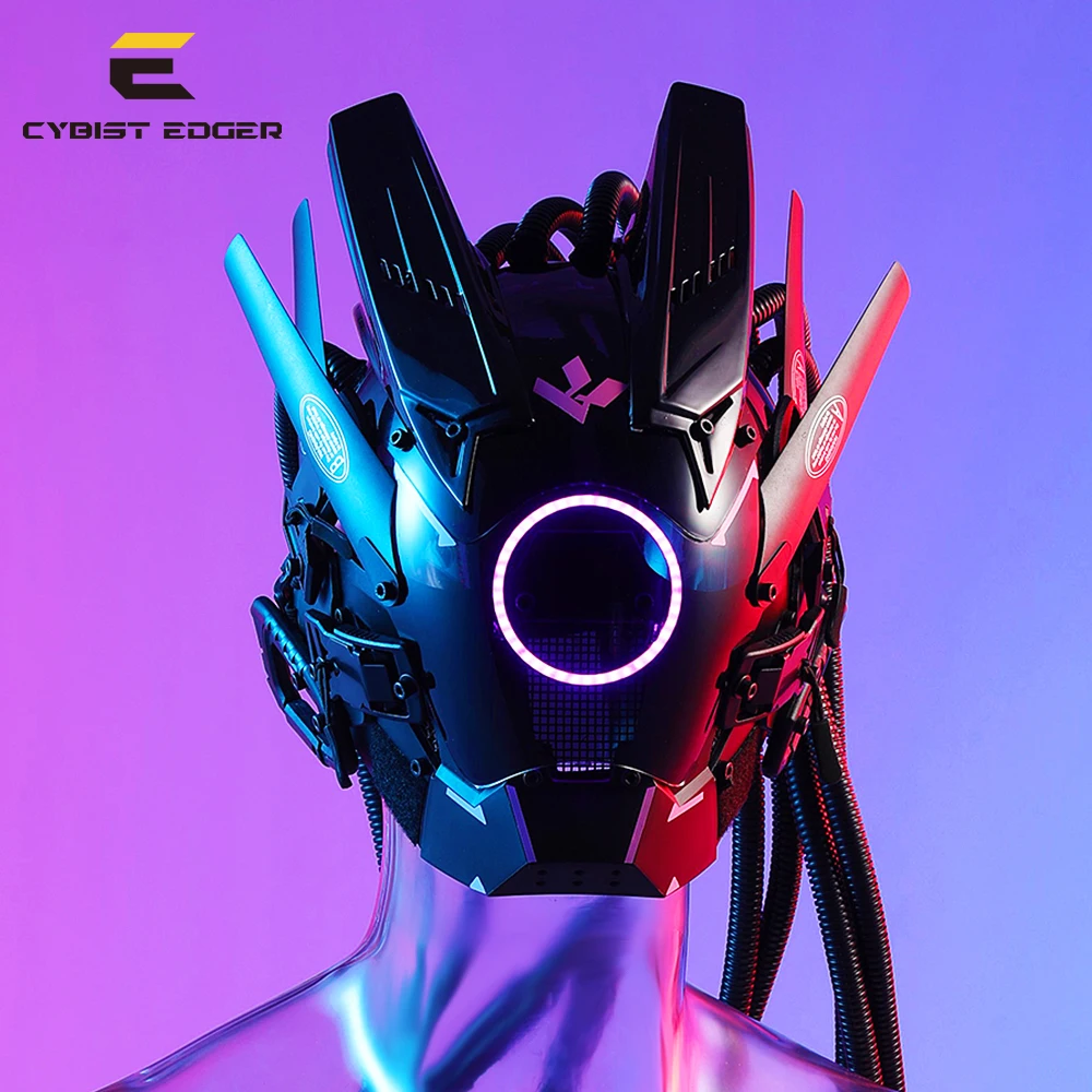 CYBER19  EL Wire Mask Festive Party Supplies Face Mask Luminous LED Mask For Halloween Movie Theme Party Supplies