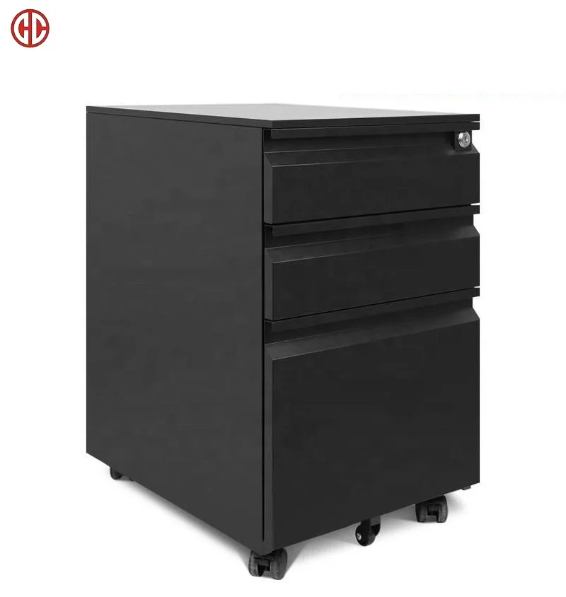Movable Steel File Cabinet Detachable Metal Office 2 Or 3 Drawers Filing Cabinet Round Wheeled Home Mobile Pedestal Lockers