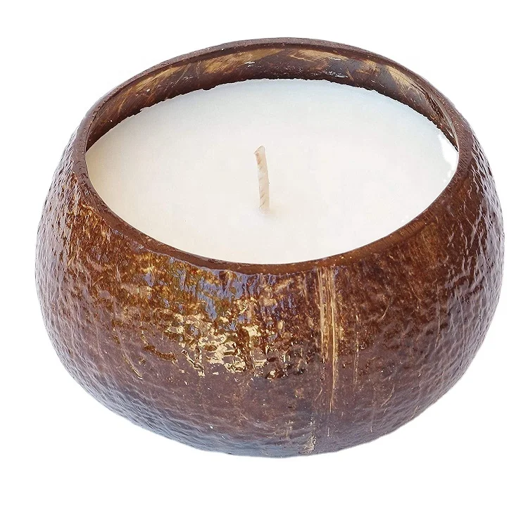 Coconut Scented Soy Candle in Real Coconut Shell Reusable Creative Gift Handmade Natural Soy Wax Coconut Shell Candle