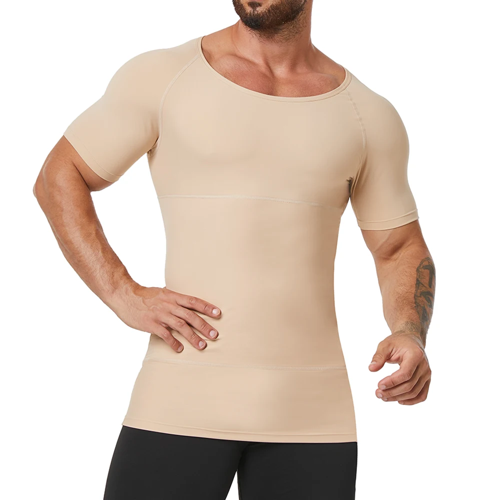 Mens Shapewear Tummy Control Compression Shirt Hide Gynecomastia Body Shaper Slimming Undershirt Corset For Men