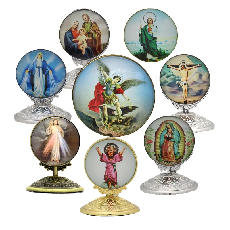 Католическая Статуя Иисуса металлические украшения для дома церковные рождественские подарки религиозный Настольный автомобильный орнамент