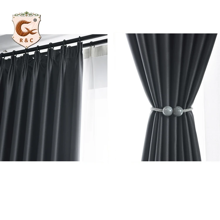 High Quality Classic Solid High Shading Blackout Window Curtain 100% Polyester Fabric Curtains for Hotel (1600378382441)
