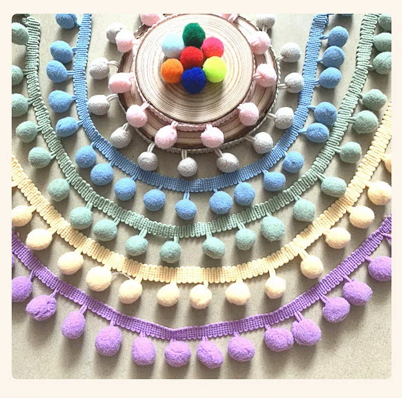 small plush ball lace handmade curtains clothing accessories  Pom Pom Balls Pompoms trim Trimmings fringe