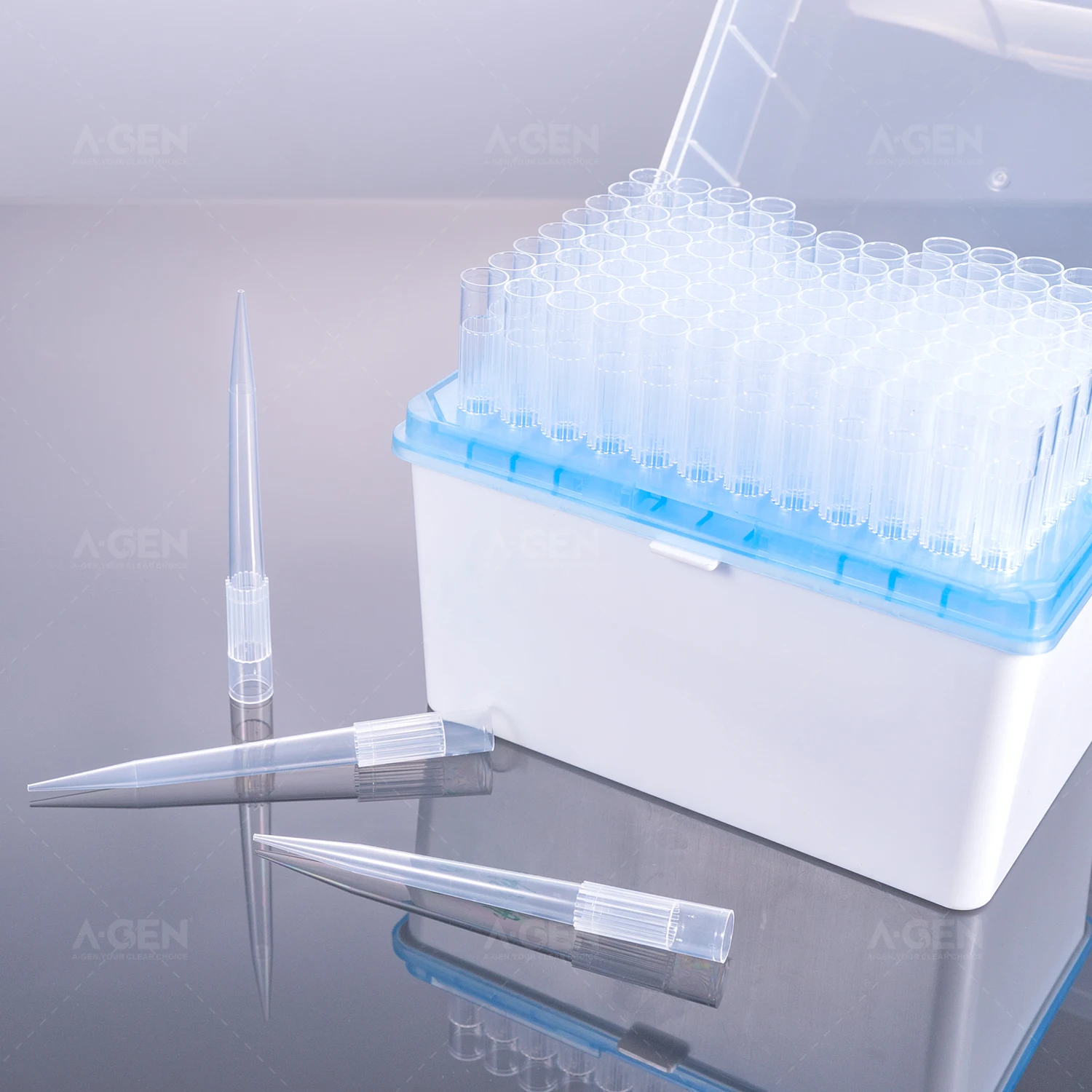 Polypropylene Pcr Free Low Retention Optional Pp Material 1000ul Pipette Tips( Without Filter In Rack For Brand R )