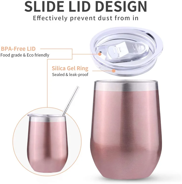 Shri Krishna International Glass Insulated Double Walled Vacuum Cup 12Oz Stainless Steel Mugs Wine Tumbler Wholesale