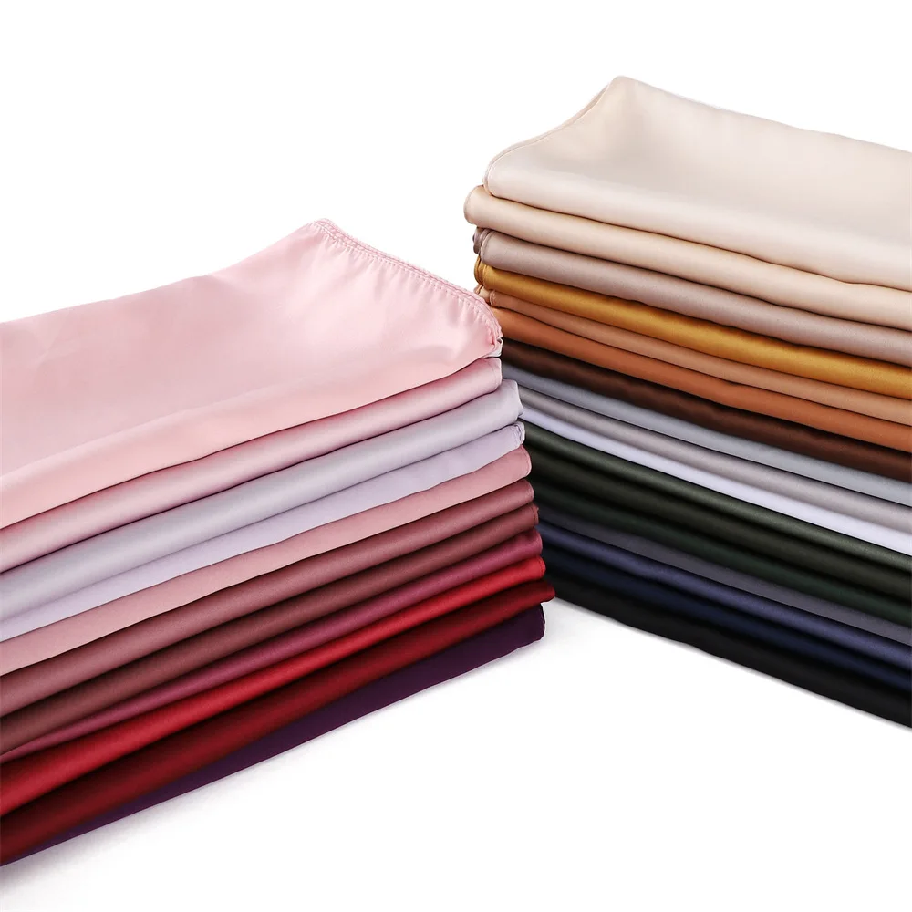 NEW 110*110cm High Quality Customized Tudung Ladies Solid Color Satin Scarf Shawl Wrap Muslim Hijab Women Matte Stain Silk Hijab