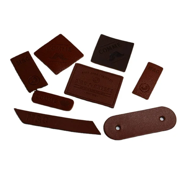 Hot Stamping Custom Logo Embossed Real Leather Label Patches For Jeans And Bags Real leather patch Jeans Leather Label patch