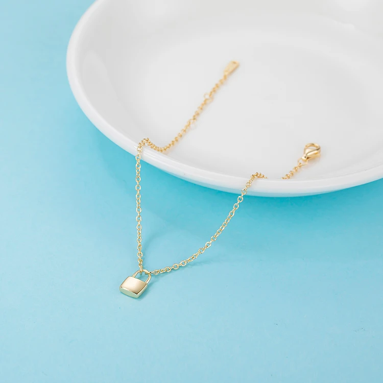 Ювелирные изделия из стерлингового серебра 925 пробы в форме замка, подарок на день Святого Валентина, позолоченная цепочка, браслет на лодыжку