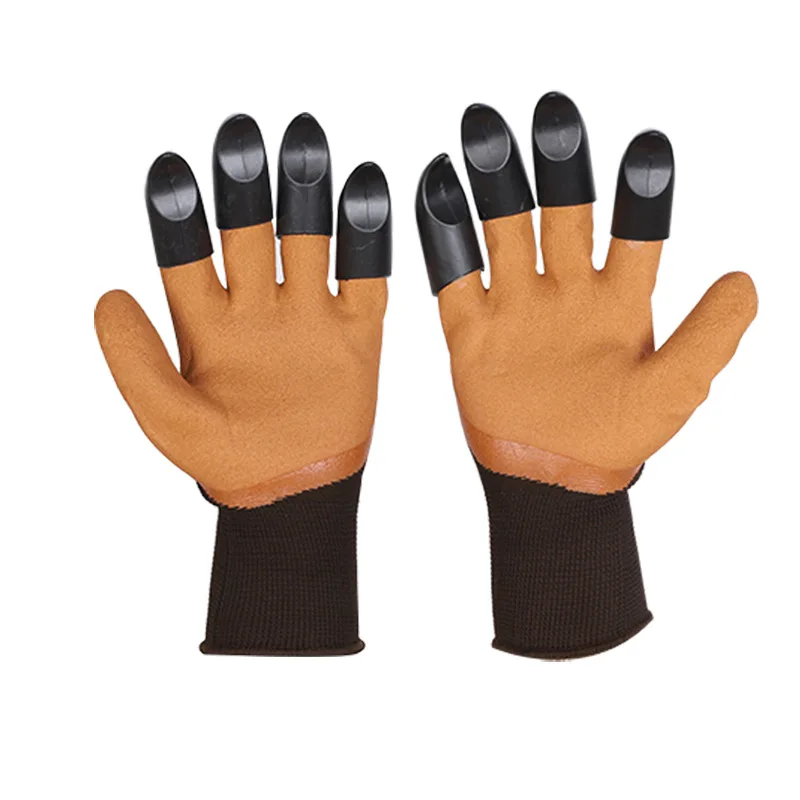 Dipping work gloves Latex Wrinkled Coated gloves with plastic claws for gardening