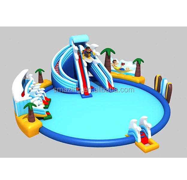 inflatable water theme park commercial large shark water slide pool inflatable water park kids with slide and large pool