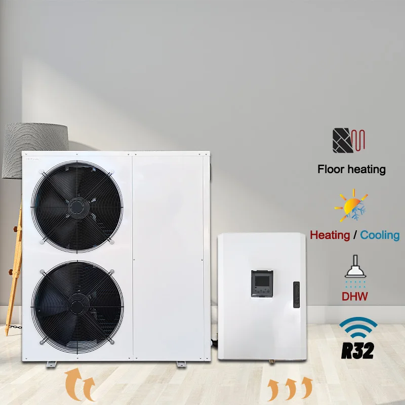 Eco-friendly R32 DC Inverter Thermal Heat Pump Split air to Water  Heatpump Heater Thermopompe for Home Floor Heating