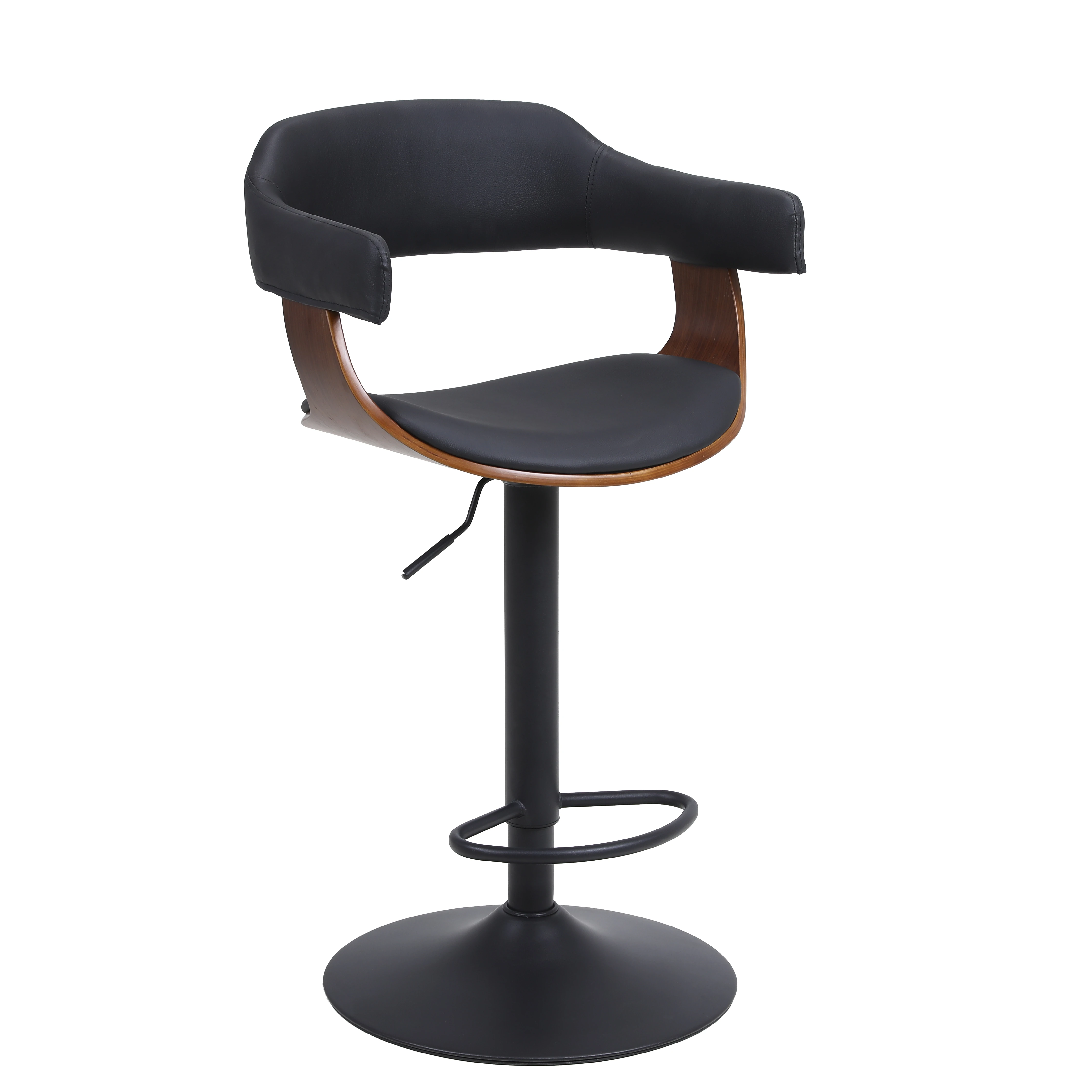 Comfortable and Simple Black PU Plywood Bar Chair Bar Stool