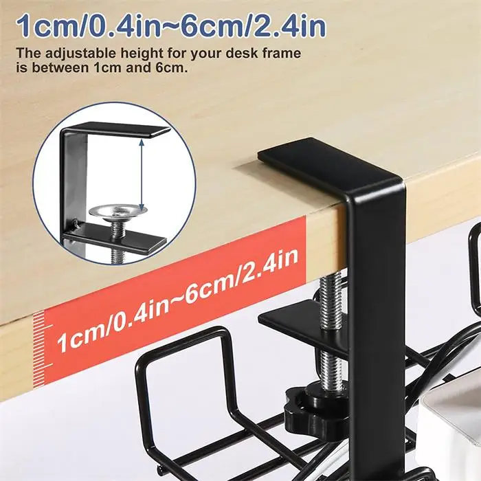 Clamping Adjustable Cable Management Tray Under Desk No Drill Under Desk Metal Cable Tray White Wire Cable Management Tray