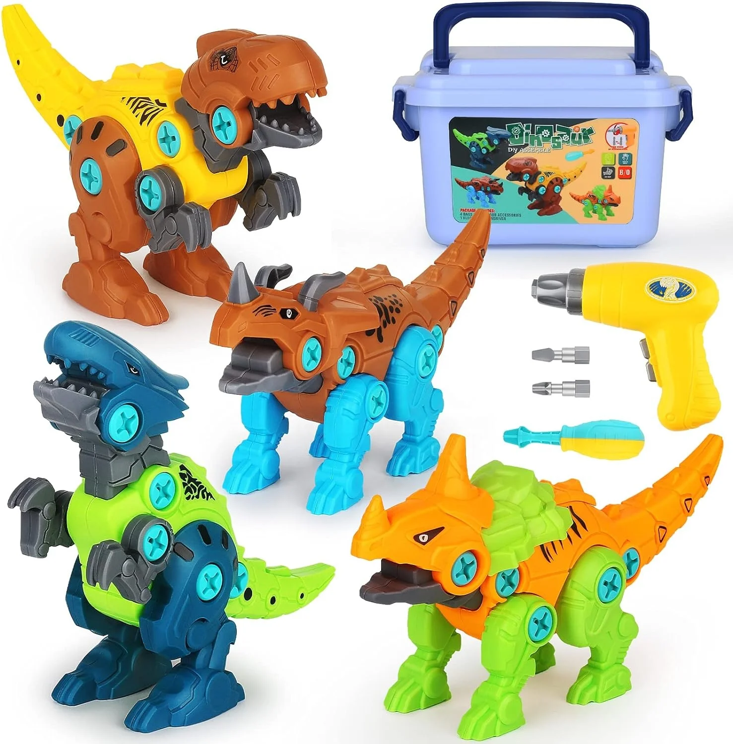 STEM Toys Educational Gifts for Kids Construction Build Set Plastic Dinosaur Toys with Electric Drill Take Apart Dinosaur Toy
