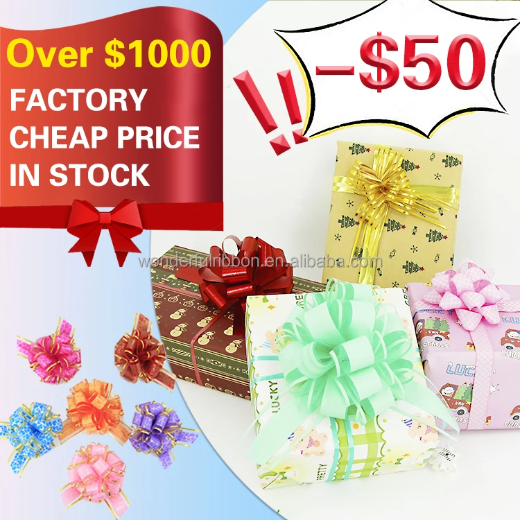 Big Colorful Plastic Ribbon Bows for Wedding and Party Car Decorations for Christmas Flower Wrapping and Gift Pull Bow Ribbon