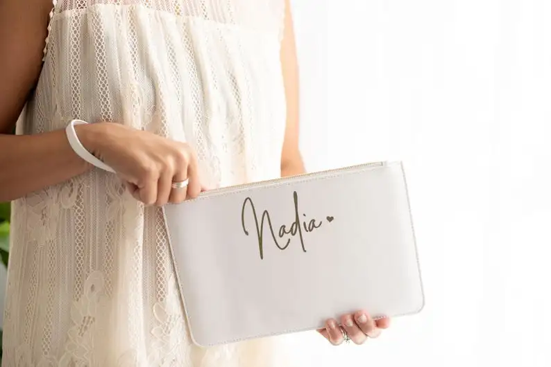 Custom print fashion saffiano pu leather makeup bag