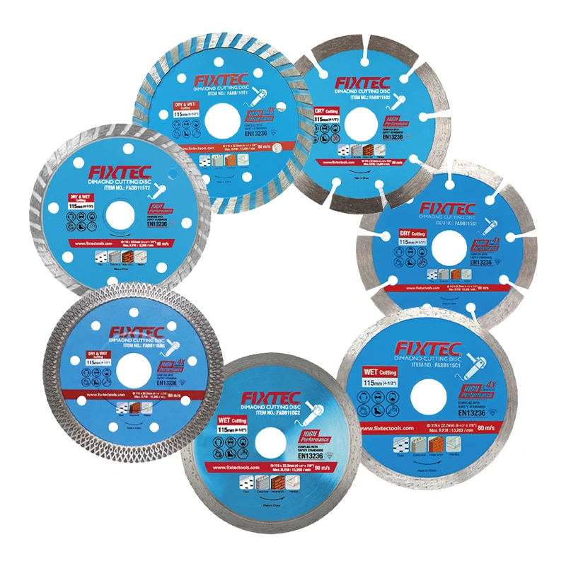 FIXTEC Professional Diamond Saw Blade Cut 105 115 125 180 230mm Dry Wet Cutting Granite Marble Concrete Diamond Cutting Blade