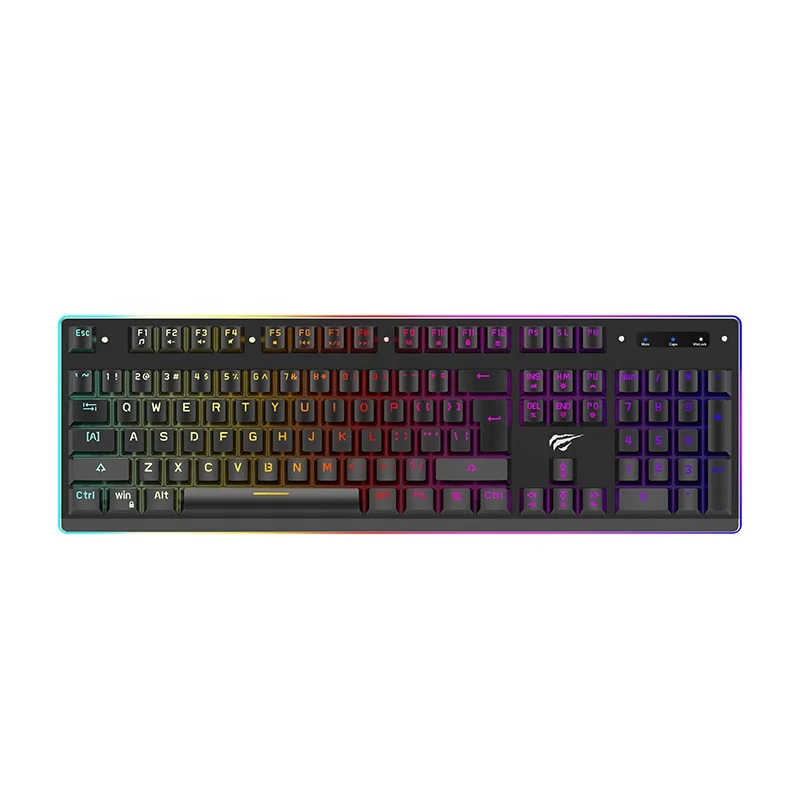 Hv-Kb391L Havit Keyboard RGB 104 Keys Computer Gaming Usb Wired Light Led Gamer Hot Swap Mechanical Keyboard