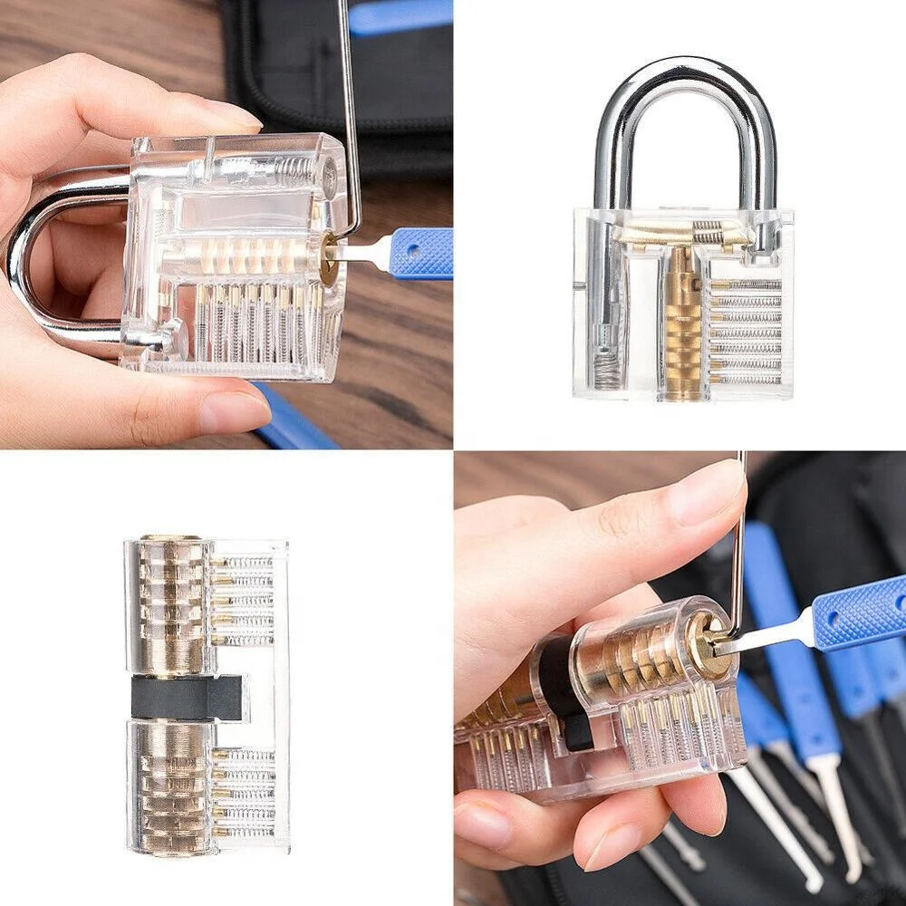 Best Seller 24pcs Goso Locksmith Supplies Transparent Practice Padlock Dimple Lock Pick Set Safe Lock Pick Tools